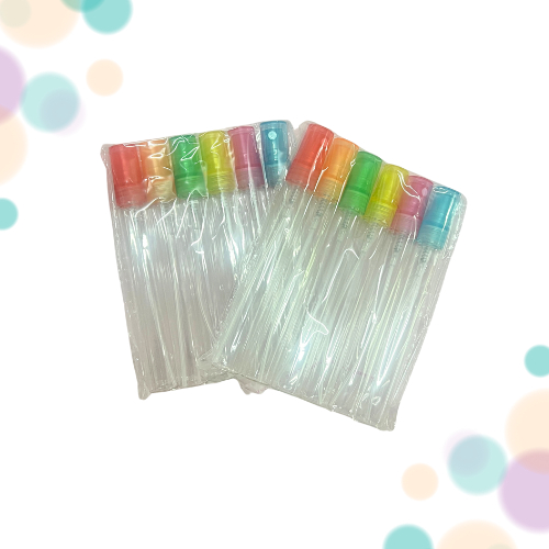 ขวดแก้วสเปรย์ ขนาด 10 มล.ขาย12 ชิ้นฝาคละสี ขวดน้ำหอมพกพา ขวดใส