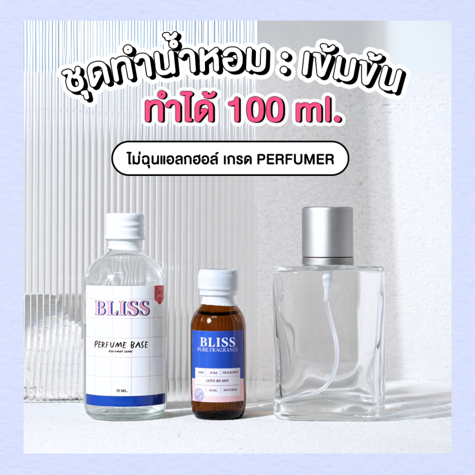 ชุดทำน้ำหอม [เซ็ท AQUA]   ทำได้ 100 ML -  จะได้ หัวน้ำหอม เบสผสมน้ำหอม ขวดน้ำหอม BLISS
