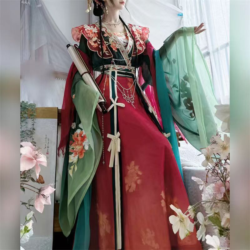 [XINGYUN DREAM SHADOW] เดิม Hanfu เหนือและใต้หันหน้าไปทางขนาดใหญ่แขนหักกระโปรง Hanfu เจ็ดชิ้นชุด