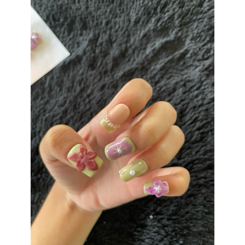 press on nail— ✿ secret garden 🫧🪸🌺