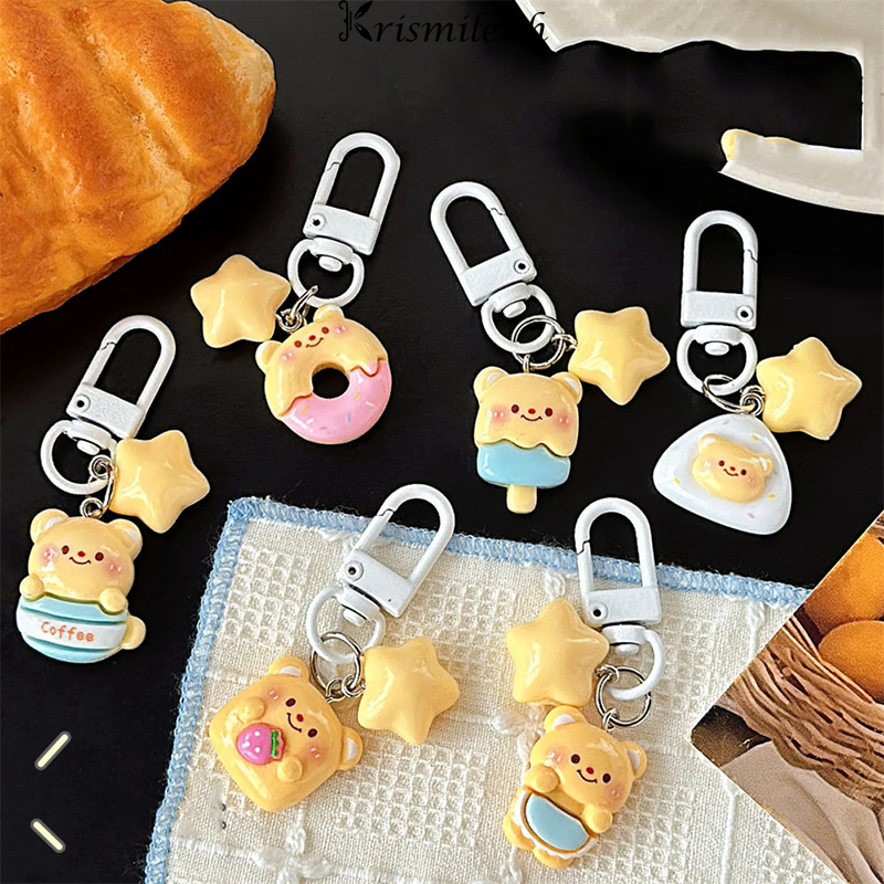 COD-ในไทย💖พวงกุญแจ จี้Butter bear ลายการ์ตูน น่ารัก สไตล์เกาหลี Unisex สําหรับกระเป๋านักเรียน เครื่อ