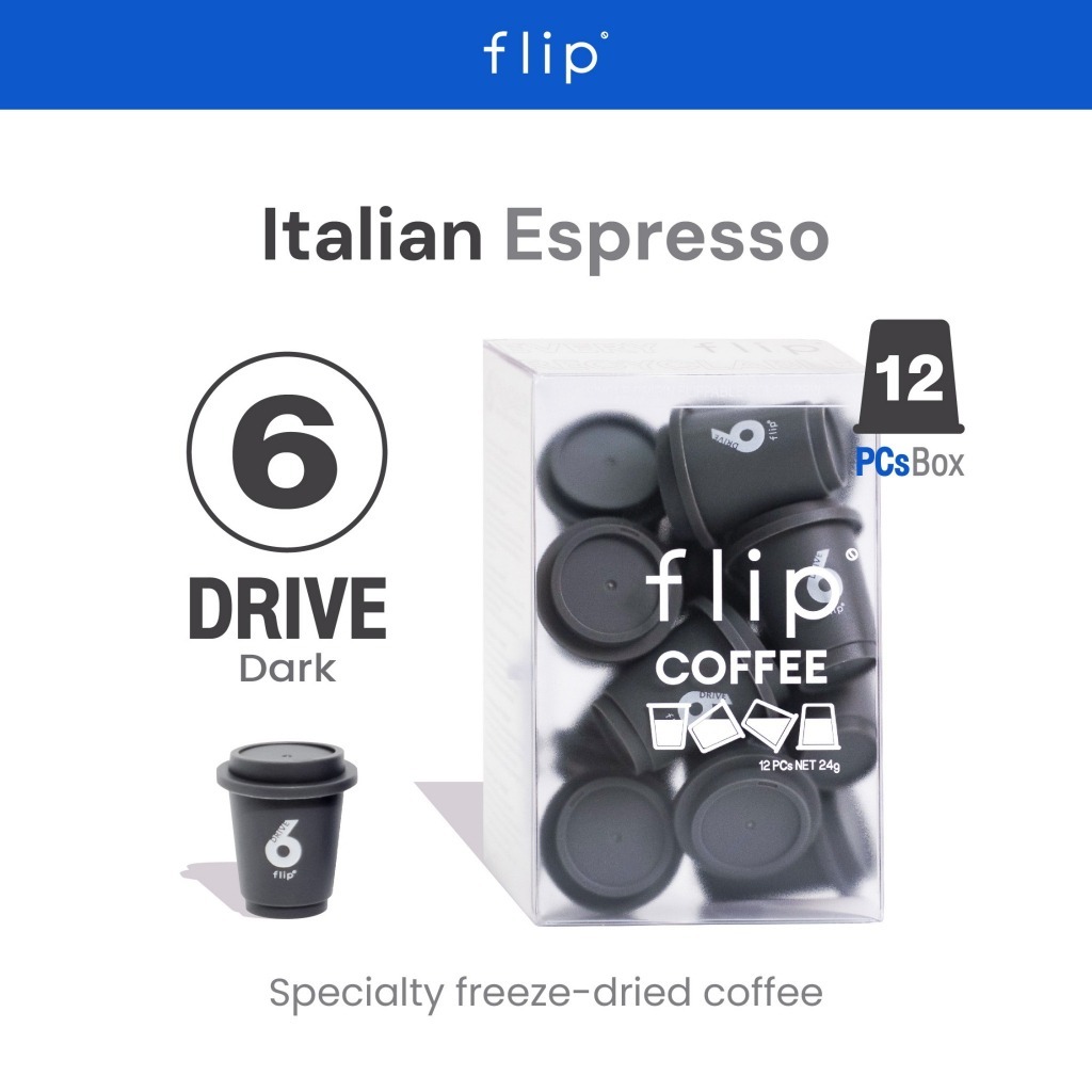 Flip No.6 Drive กาแฟสำเร็จรูป กาแฟผงพร้อมชง Specialty Instant Coffee Cold Brew กาแฟพิเศษ สูตร Italian Espresso