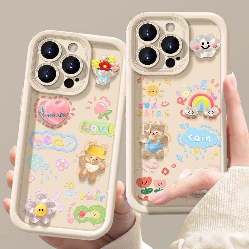 case เคสกันกล้องการ์ตูนนูนขอบมีลาย Samsung A05 A05S A55 A54 A53 A35 A23 A15 A14