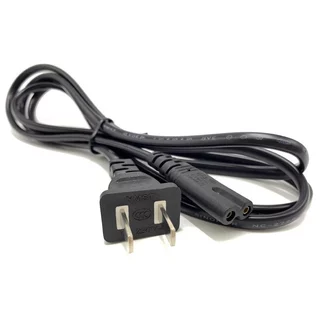 สาย AC 2 รู ยาว 1.5 เมตร พร้อม ปลั๊กเสียบ 2 ขาแบน 6A 250V สีดำ