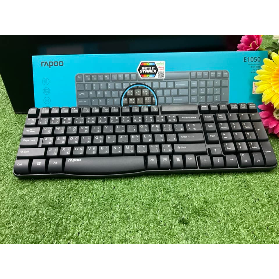 Rapoo E1050 Keyboard USB Wireless 2.4G  ไทย-ENG 104 Keys KB-E1050-Black