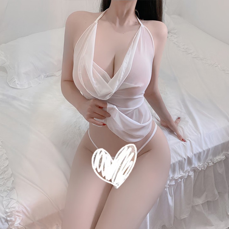 sexy lady ชุดล้อเล่น ชุดนอนเซ็กซี่ ชุดนอนซีทรู ผูกเชือกด้านหลัง ฟรีไซส์ ราคาถูกที่สุด ส่งจากไทย