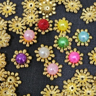 DC14 ฐานรองลูกปัดสีทองขนาด 14 มิล จำนวน 100 ชิ้นใช้เป็นฐานรอ…