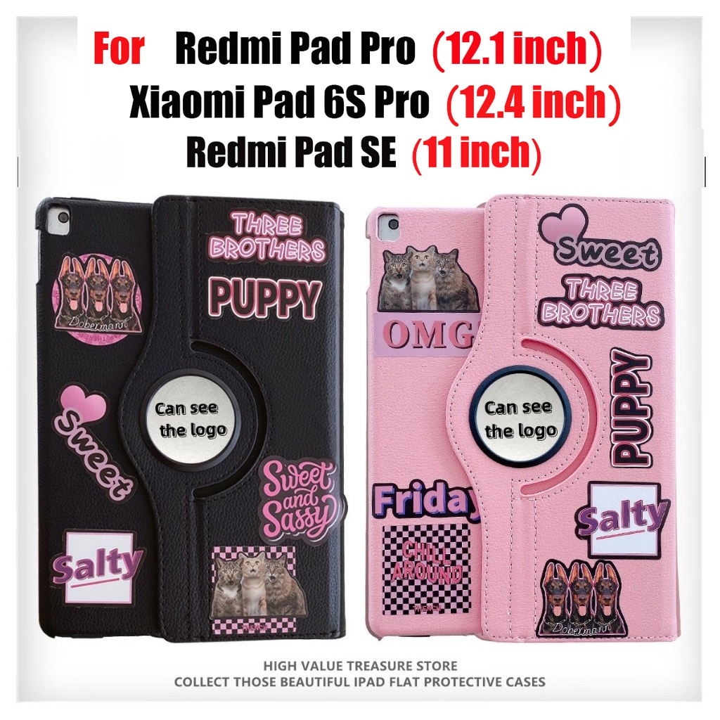 360.เคสฝาพับ เคสหมุนได้ 360° เคส Redmi Pad SE 11 8.7 redmi Pad Pro 12.1 redmi Pad 6s Pro 12.4 เคสหนัง ลายการ์ตูน น่ารัก