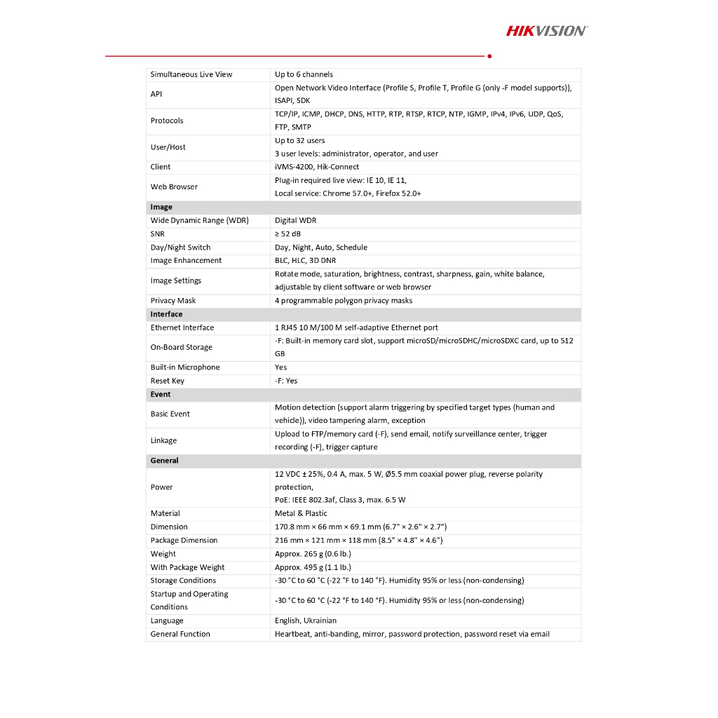 HIKVISION DS-2CD1023G2-LIU กล้องวงจรปิดระบบ IP ความละเอียด 2MP รองรับ POE,ไม่ใช่กล้อง WiFi,ภาพสี 24 ชม.(2.8 mm./4.0 mm.)