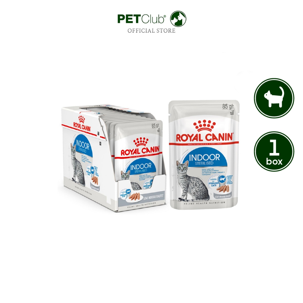 [PETClub] Royal Canin Indoor Sterilized Loaf - อาหารแมวโตเลี้ยงในบ้าน ทำหมัน ชนิดเปียกโลฟ  (85g.x12ซอง)