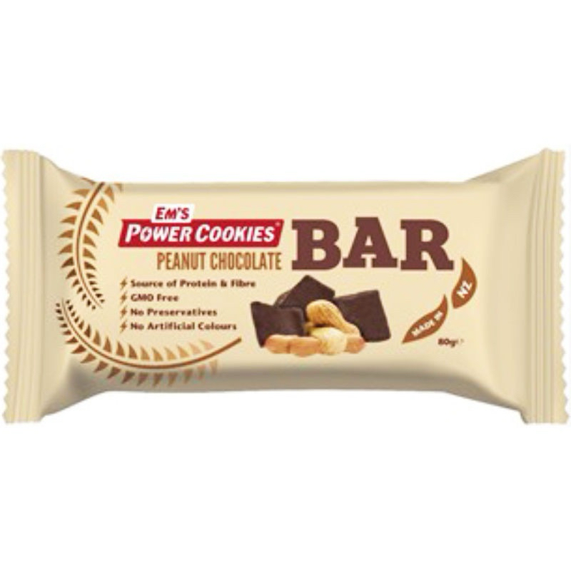 เอ็มส์พาวเวอร์คุกกี้ส์พีนัทช็อกโกแลตมูสลี่บาร์ 80กรัม / Ems Power Cookies Peanut Chocolate Muesli Ba