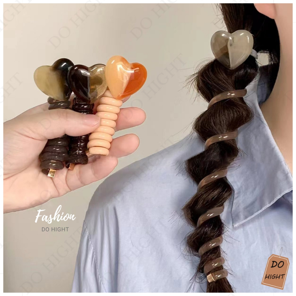 พร้อมส่ง⚡ มีเก็บเงินปลายทาง💸 ยางรัดผมแบบเกลียว สไตล์เกาหลีมี 4 สีให้เลือก  (ราคาต่อ 1 เส้น) : Do hight - รูปที่ 5