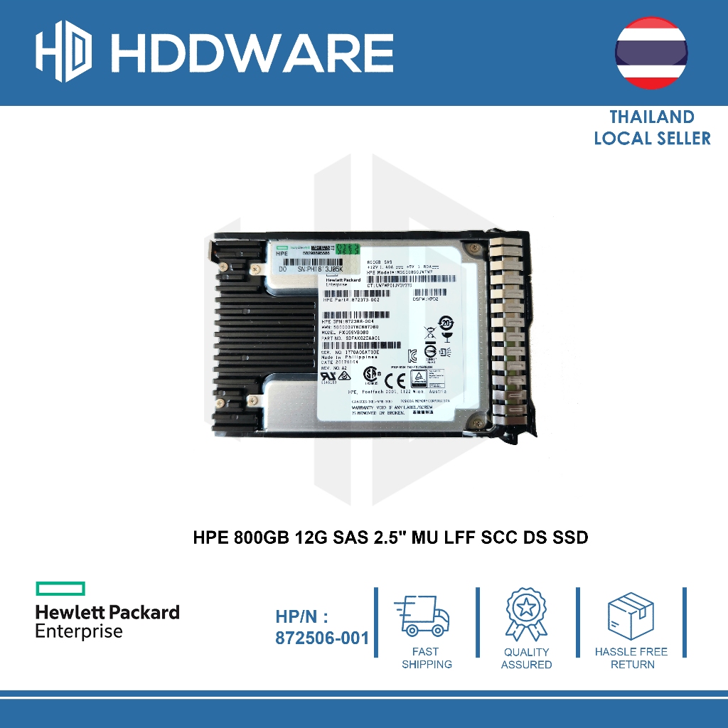 HPE 800GB 12G SAS 2.5" MU LFF SCC DS SSD // 872506-001 // 872376-B21 // PX05SVB080