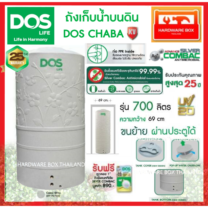 สินค้าใหม่💥ส่งฟรี 💥ถังเก็บน้ำ DOS CHABA KV ยับยั้งแบคทีเรียและจุลินทรีย์ 99.99%