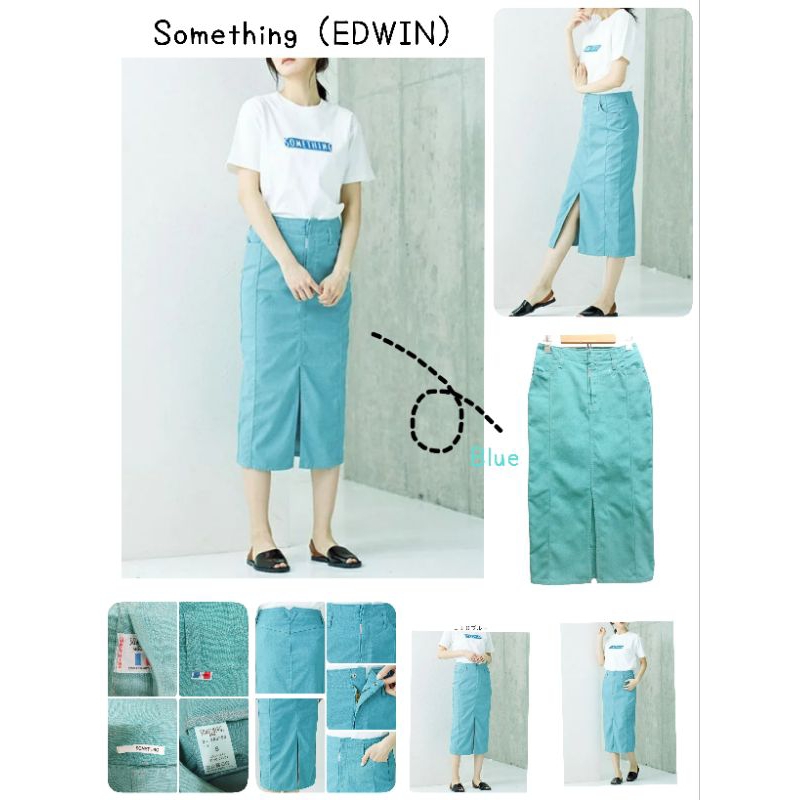 P77🩵S0METHING กระโปรงยีนส์ผ้าหน้า