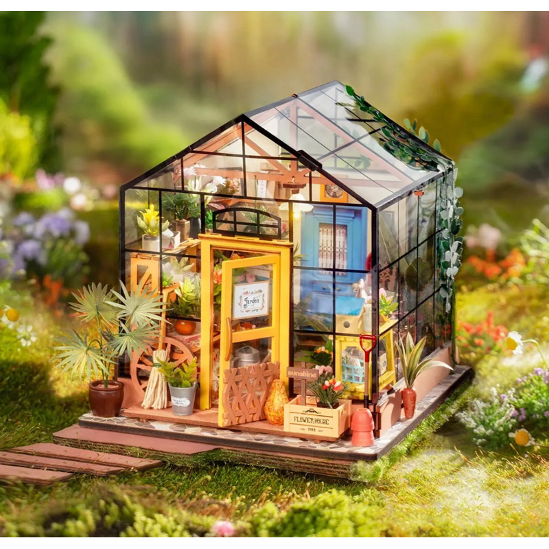 Rolife ของเล่น DIY MINIATURE HOUSE โมเดลประกอบเอง CATHY'S FLOWER HOUSE DG104 Engling Version [พร้อมส่ง]