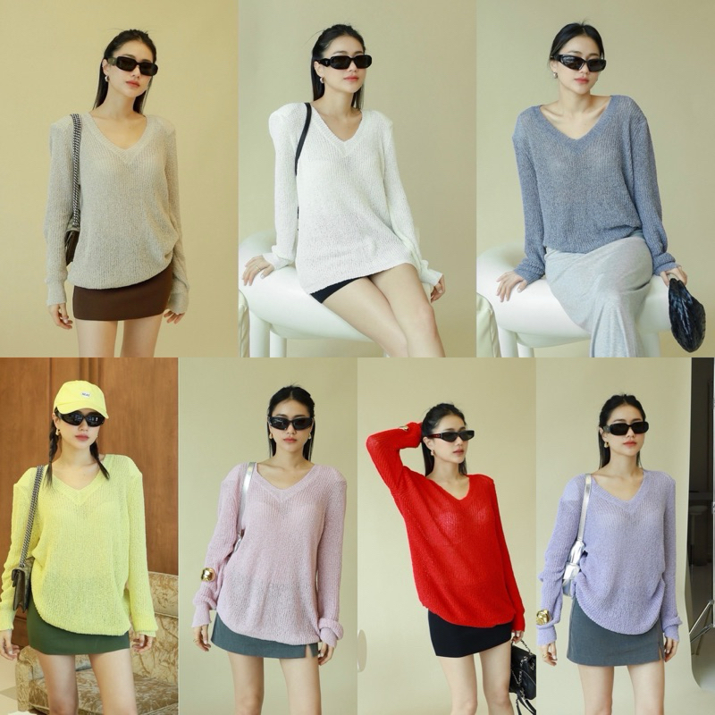 New in Glam เสื้ิอไหมพรม ตัวบาง ไม่หนามาก ใส่สบายๆ ชิคๆ