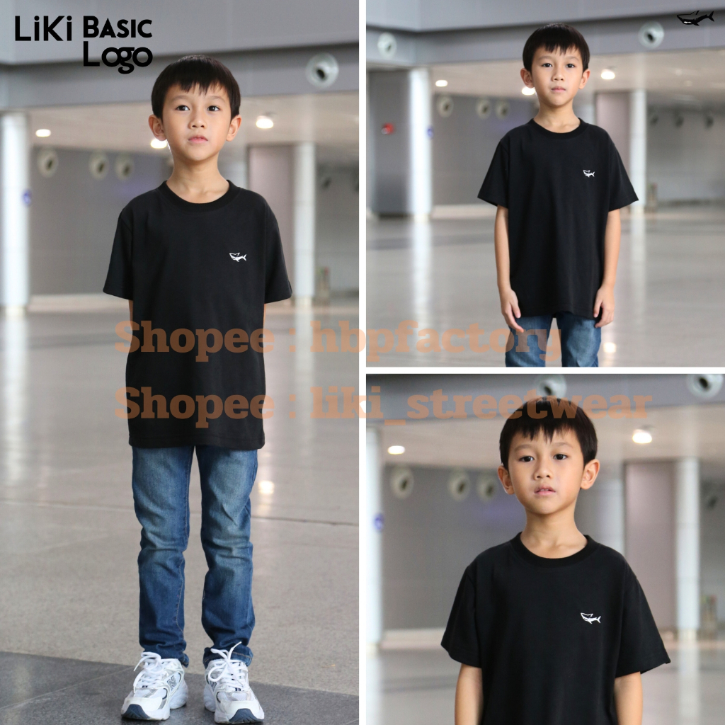 เสื้อยืดเด็กสีพื้นปักโลโก้แบรนด์ LIKI เนื้อผ้า Supersoft นุ่มสบาย