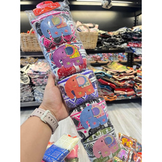 กระเป๋าใส่เหรียญลายช้าง แพ็ค4ใบ/ 5ใบ คละสีในถุง