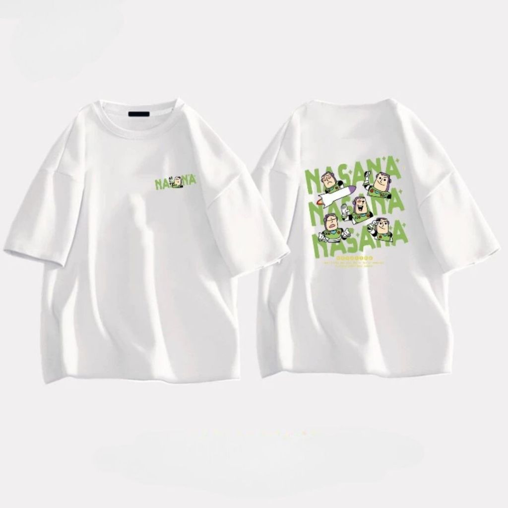TeeTwoOne วินเทจ ผ้าฝ้ายแท้ เสื้อยืดแขนสั้น NASNANA เรียบง่ายและมีสไตล์ unisex จัดส่งจากกรุงเทพ
