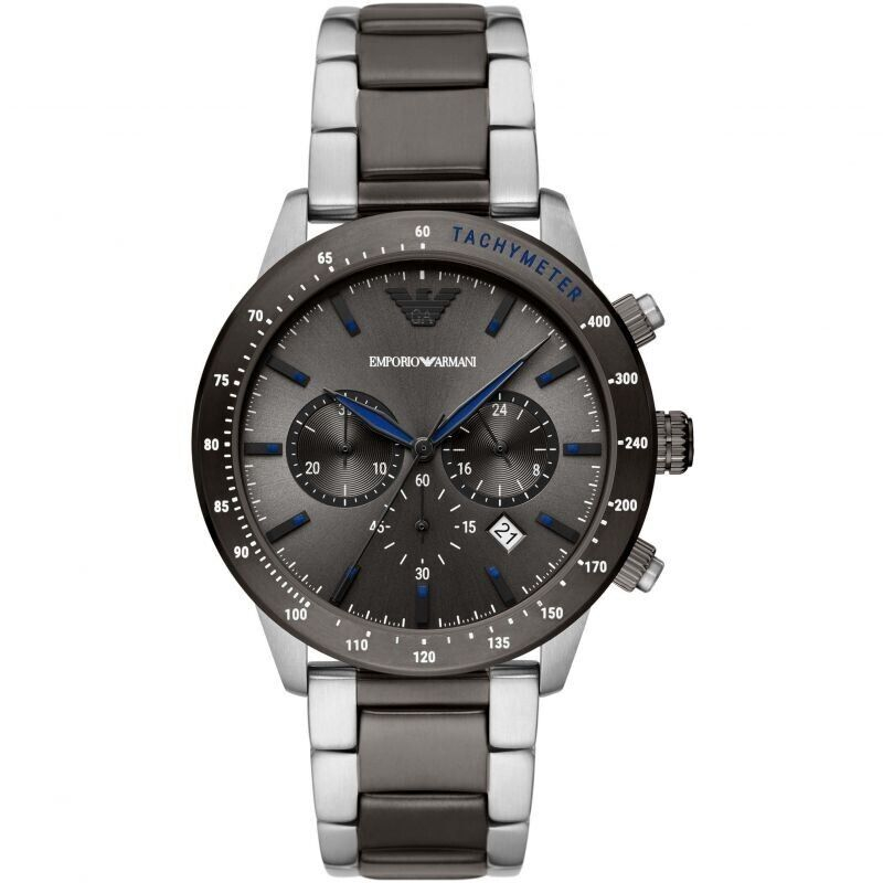 Emporio Armani Men's Chronograph Date Bracelet Strap Watch, Black/Silver AR11391 AR11241 AR11521 43mm