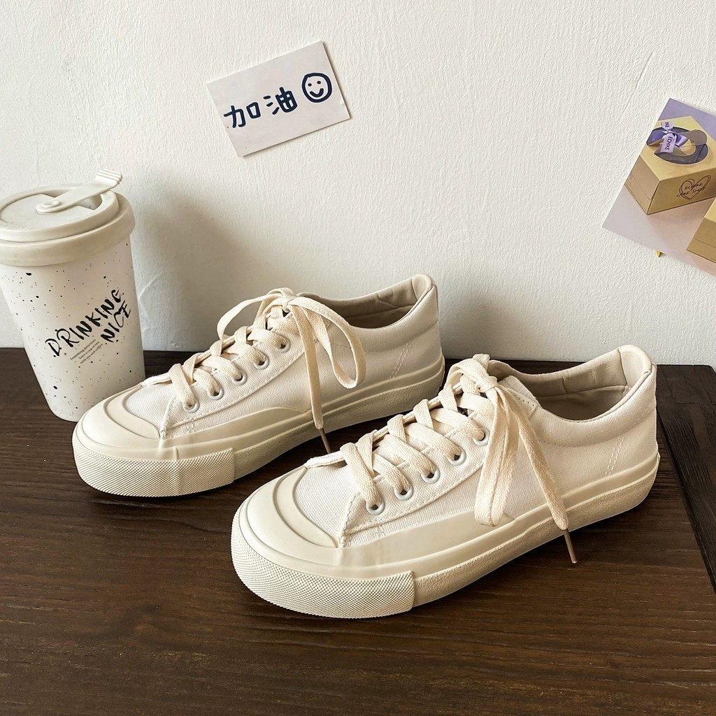 🔥รองเท้าผ้าใบผูกเชือก นักเรียน รองเท้าผ้าใบ สไตล์เกาหลี สำหรับผู้หญิง, มี 2 สี, size;35-40