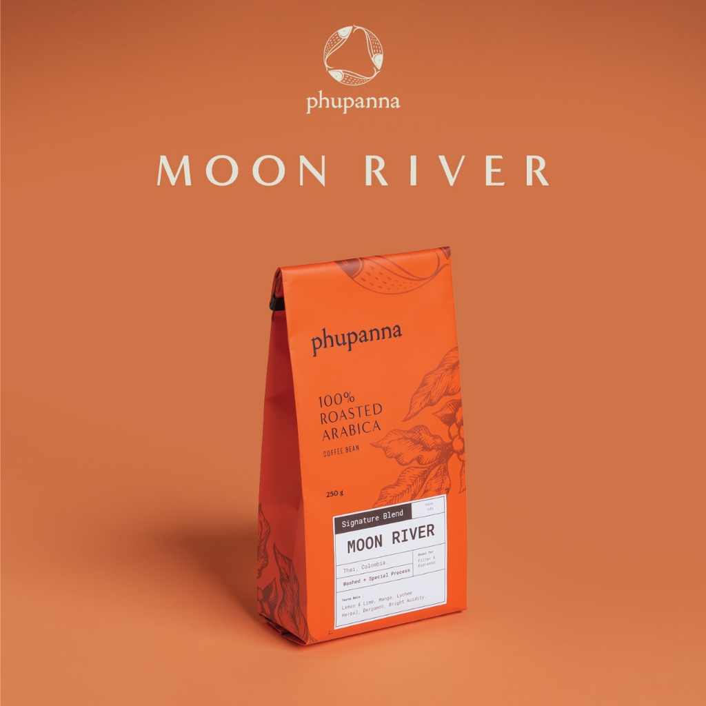 เมล็ดกาแฟคั่วกลาง 𝐒𝐢𝐠𝐧𝐚𝐭𝐮𝐫𝐞 𝐁𝐥𝐞𝐧𝐝 สูตร Moon River 250 G.