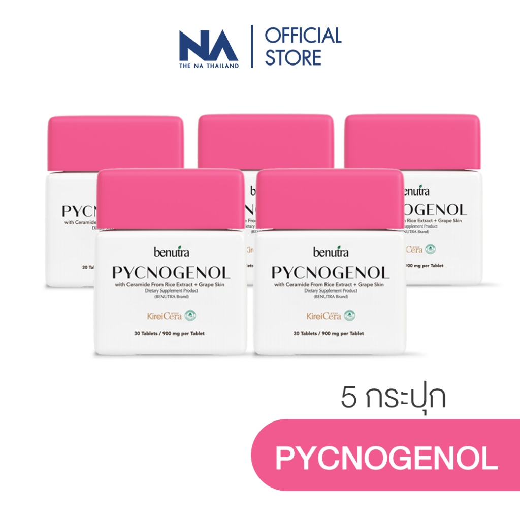 BENUTRA - PYCNOGENOL with Ceramide + Grape Skin เปลือกสนฝรั่งเศส จมูกข้าวจากญี่ปุ่น ฝ้า กระ จุดด่างดำ ผิวใส [ 5 กระปุก ]