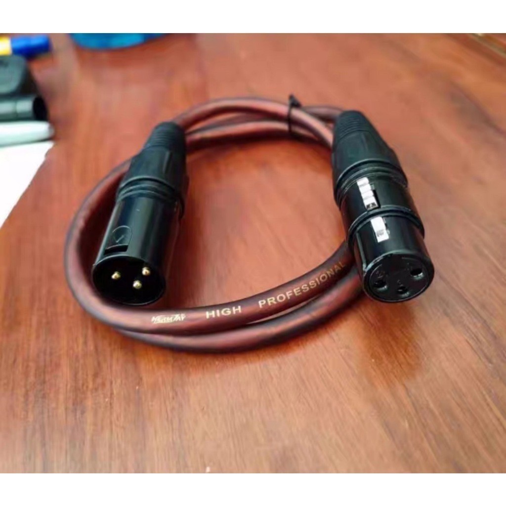 🚚พร้อมส่ง✅🆕สายสัญญาณเสียง XLR สายไมค์โครโฟน XLR 3Pin XLR male to Female สีน้ำตาลใส ยาว1M (ราคา1-2เส้น)
