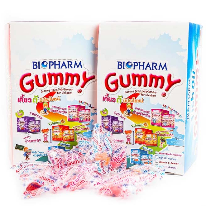 ยกกล่อง!! Biopharm Gummy ไบโอฟาร์ม กัมมี่ วิตามินเคี้ยว วิตามิน รวมรส คละรส (1 กล่อง = 40 เม็ด)