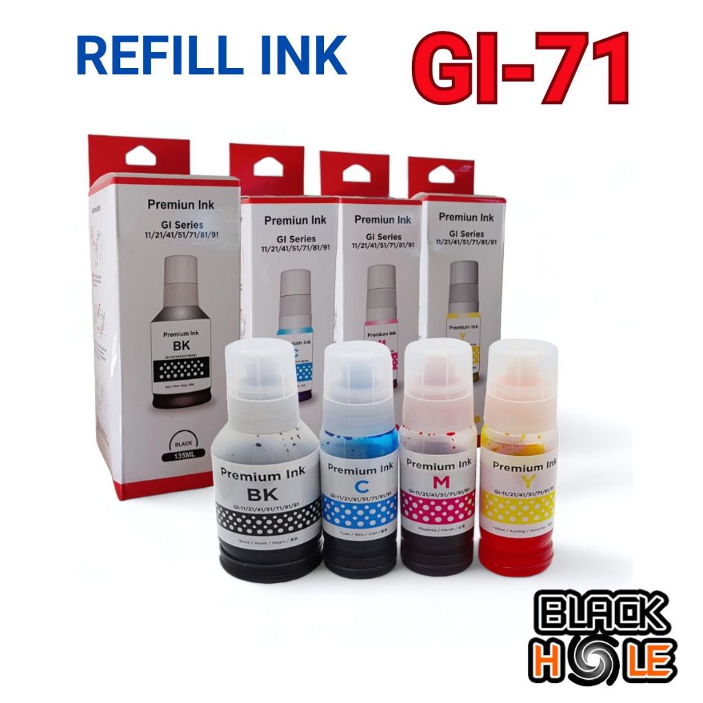 น้ำหมึกCanon GI-71 BK C M Y for G1020/G2020/G3020/G5070/G6070/G2070 แบบพรีเมี่ยม ให้คุณภาพสีสวย สดใส ราคาประหยัด