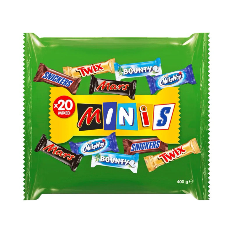 Mars Chocolate Minis Mix 1 ห่อ มี 20 / 25 ชิ้น Net:400 / 500g แล้วแต่ล็อต