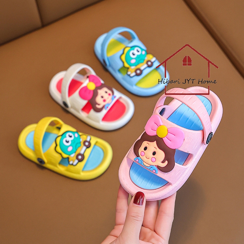 รองเท้าแตะ รองเท้ารัดส้น แบบสวม สำหรับเด็ก PVC พื้นนิ่ม ลายการ์ตูนน่ารัก