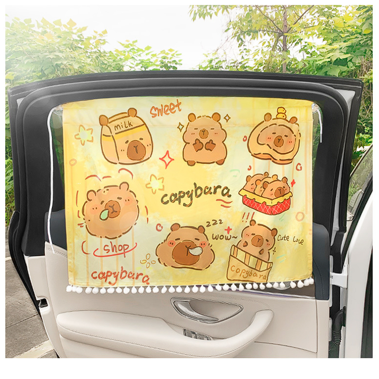 พร้อมส่ง ม่านรถยนต์ลายคาปิบาร่า Capybara หมามะพร้าว สุดน่ารัก ติดตั้งง่าย