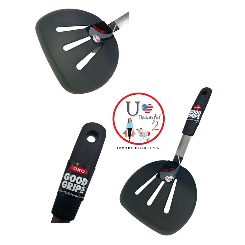ตะหลิวแพนเค้กซิลิโคน Oxo Good Grips ตะหลิว ไนลอน รุ่นเฟลกซิเบิล แพนเค้กเทอร์เนอร์ สีดำ OXO (แท้ USA)