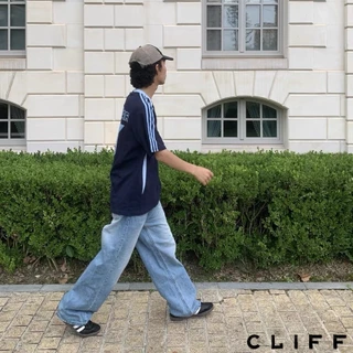 CLIFF -COD✅เสื้อยืดผู้ชาย คอวีแขนสั้น รุ่น raglan ลายทาง พิมพ์ลายแฟชั่น ยอดนิยม แมทช์ลุคง่าย แบบหลวม