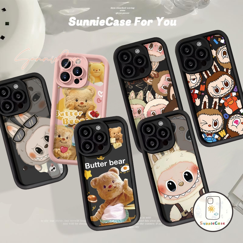 สายคล้องหลังน่ารัก Butter Bear ร์สำหรับ OPPO A78 A18 A5s A38 A58 A57 A7 A17 A12 A16 A77 A54 Reno5 A9 A53 A16K A15 A3s A5
