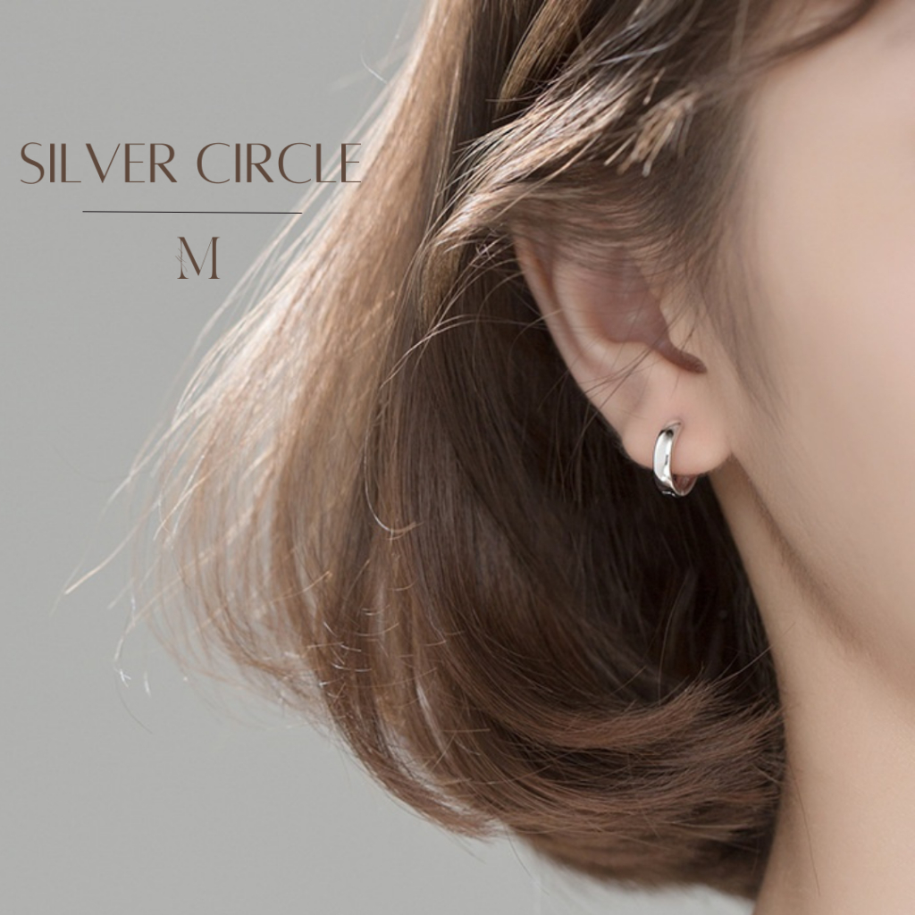 MIND ต่างหูเงินแท้ Silver Circle Earrings ตุ้มหูเงินแท้ ต่างหูแฟชั่น ตุ้มหูดีไซน์สวย ต่างหูผู้หญิง