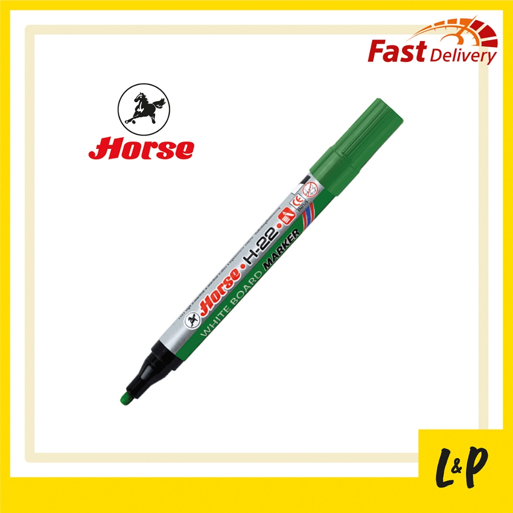 ตราม้า ปากกาไวท์บอร์ด H-22 สีดำ สีแดง สีน้ำเงิน สีเขียว - รูปที่ 4