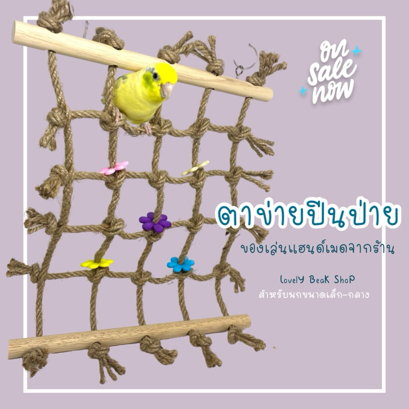 ตาข่ายปีนป่าย ของเล่นนก เชือกตาข่ายปีนป่าย ของเล่นนกแก้วขนาดเล็ก-กลาง อุปกรณ์ตกแต่งกรงนก ฟอพัส ค๊อกคาเทล คอนัวร์