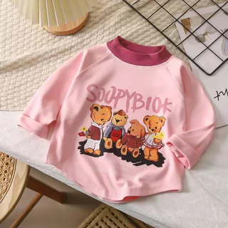 Babyonline(Y515)L3-4 (ส่งด่วน1วัน)เสื้อแขนยาวกันหนาวสำหรับเด็กสกรีนลายหมีน่ารัก ผ้าสำลี นิ่ม