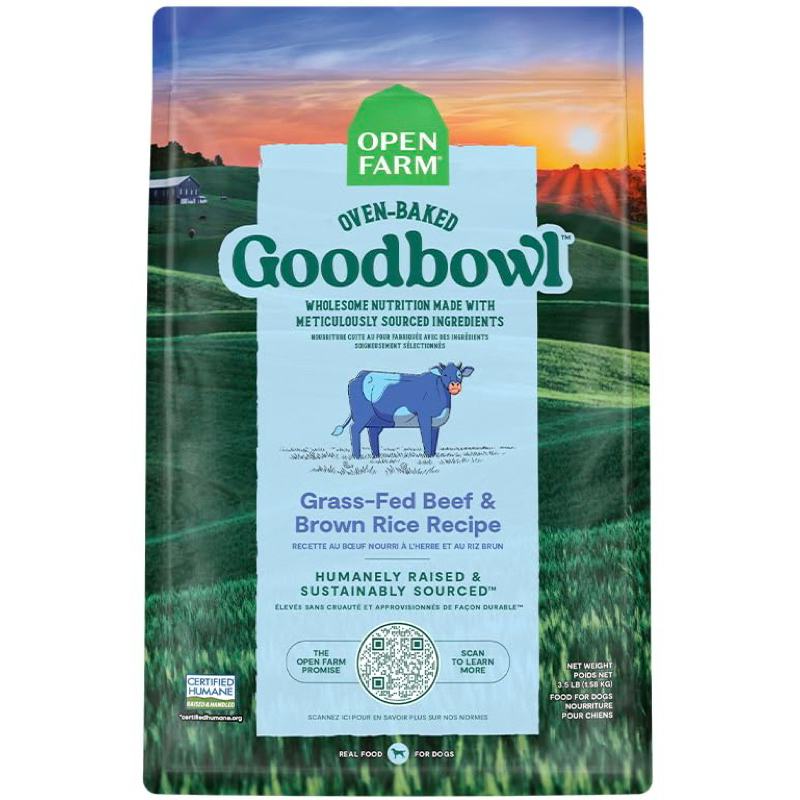 อาหารสุนัข Open Farm Goodbowl สูตร Grass-Fed Beef & Brown Rice ขนาด 1.58 kg