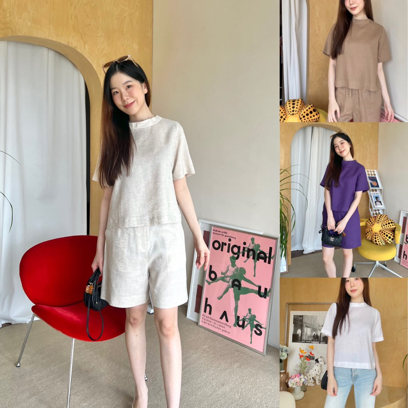P8เสื้อลินินคอปีนแขนสั้นกระดุมหลังfinalprojectbkk