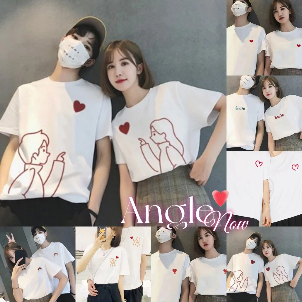 (จัดส่งตลอด 24 ชั่วโมง)Angle Official เสื้อยืดโอเวอร์ไซส์รุ่นคู่รัก พิมพ์ลายเรียบง่าย สวมใส่สบาย แฟชั่นสไตล์เกาหลี C35