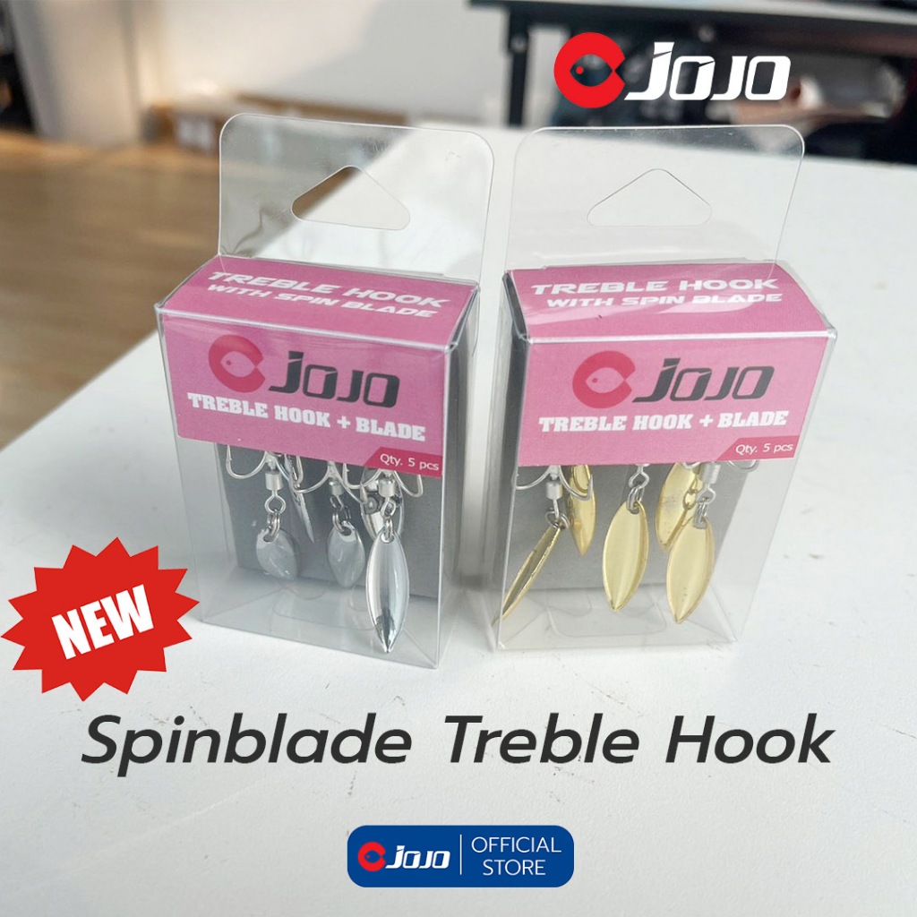 JOJO TACKLE เบ็ดสามทาง มีใบสปินท้าย สำหรับดึงดูดปลา #8 กล่องละ 5 ตัว – โปรปัง