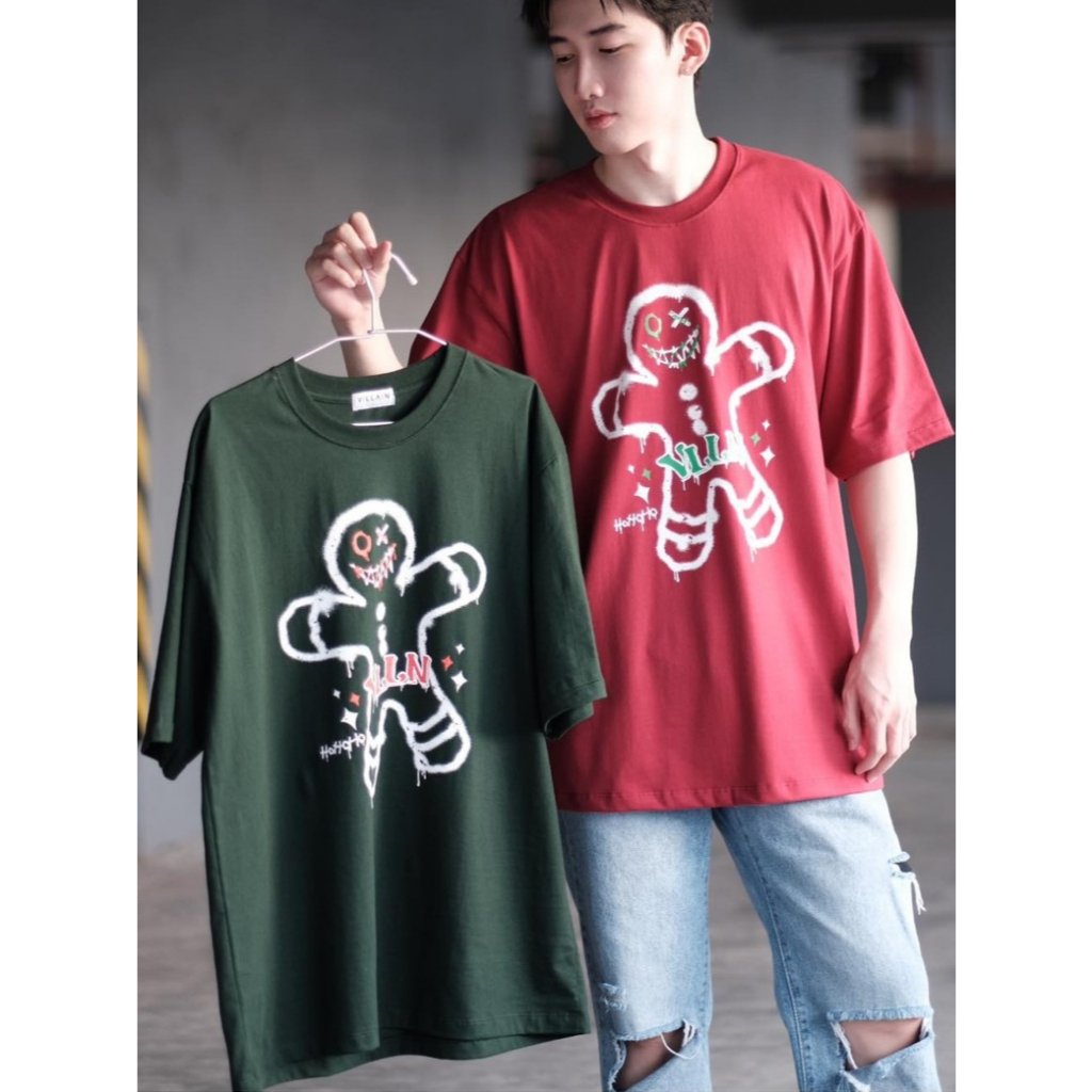 VILLAIN เสื้อ Oversize "Villain Cookie" [เสื้อโอเวอร์ไซส์ ผ้านุ่ม ใส่สบาย ผ้าCotton100%]