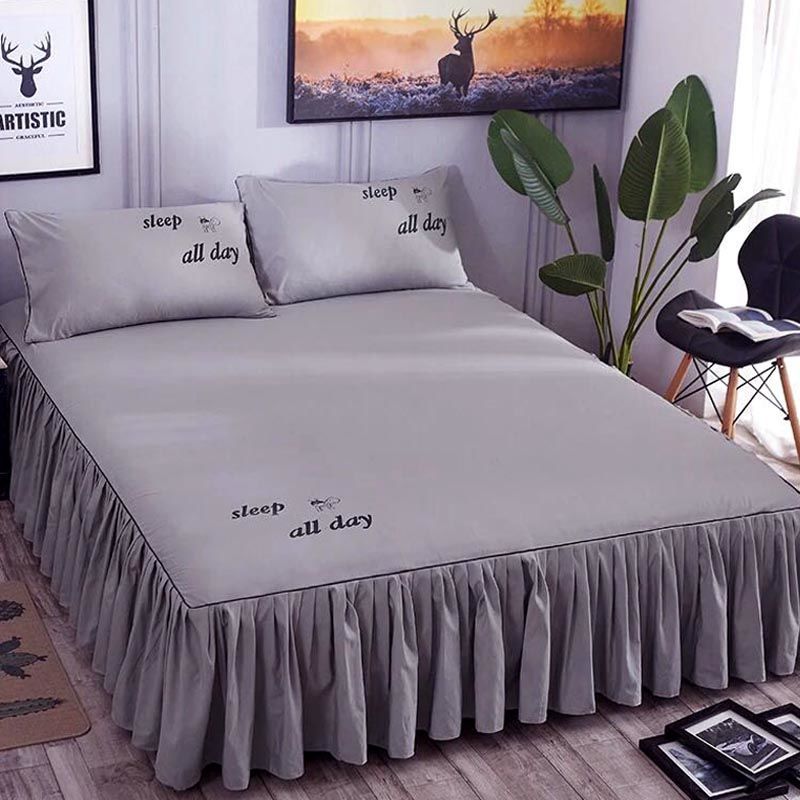 Lowest price👍❤️ชุดเครื่องนอน สีทึบ ผ้าปูที่นอน พร้อมกระโปรง 3.5ฟุต 5ฟุต 6ฟุต แบบเรียบ นุ่ม ระบายอากาศ