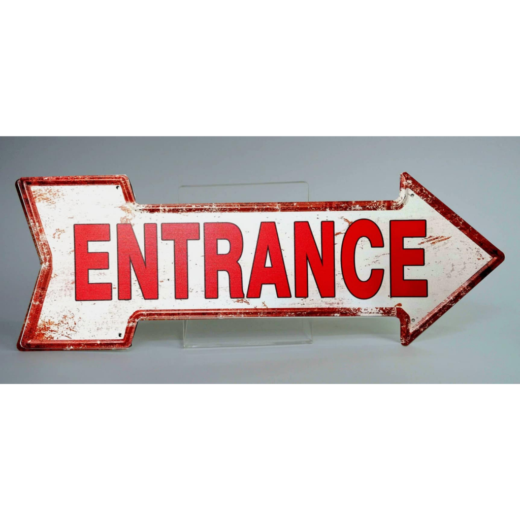 ป้ายลูกศร สัญลักษณ์ Welcome Exit Open Entrance ป้ายสังกะสี วินเทจ (15x47cm.) ป้ายติดผนัง ป้ายตกแต่ง ราคา ถูกที่สุด ดีลบีเคเค แกลเลอรีภาพที่ 6