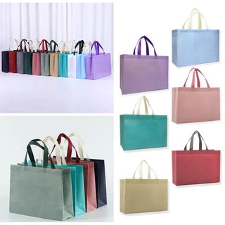 พร้อมส่ง ถุงช้อปปิ้งแบบพกพา สีทูโทน T205 ถุงผ้าไม่ทอพับได้ ถุงผ้าสปันบอนด์ ลดโลกร้อน หนา 70 แกรม