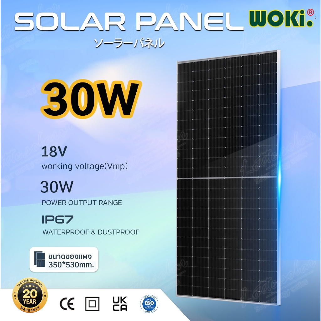 [🔥2024 อัพเกรดใหม🔥] 30W/18V 50W แผงโซล่าเซลล์ แผ่นโซล่าเซลล์ solar pannel ✨กันน้ำ กันฟ้าร้องฟ้า✨